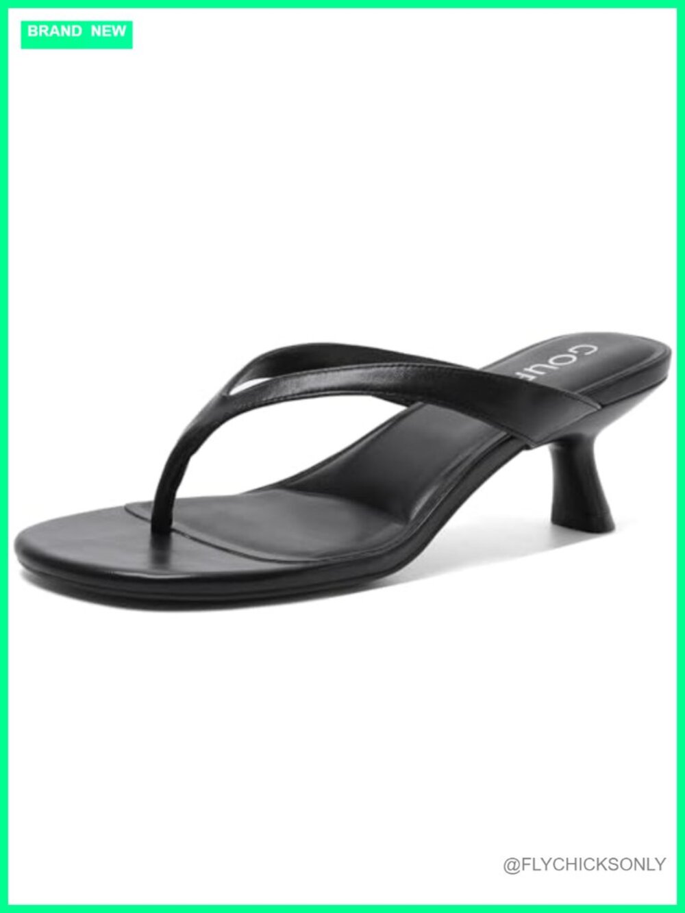 Kitten Heels Round Open Toe Thong Sandals Low Heeled Flip Flop